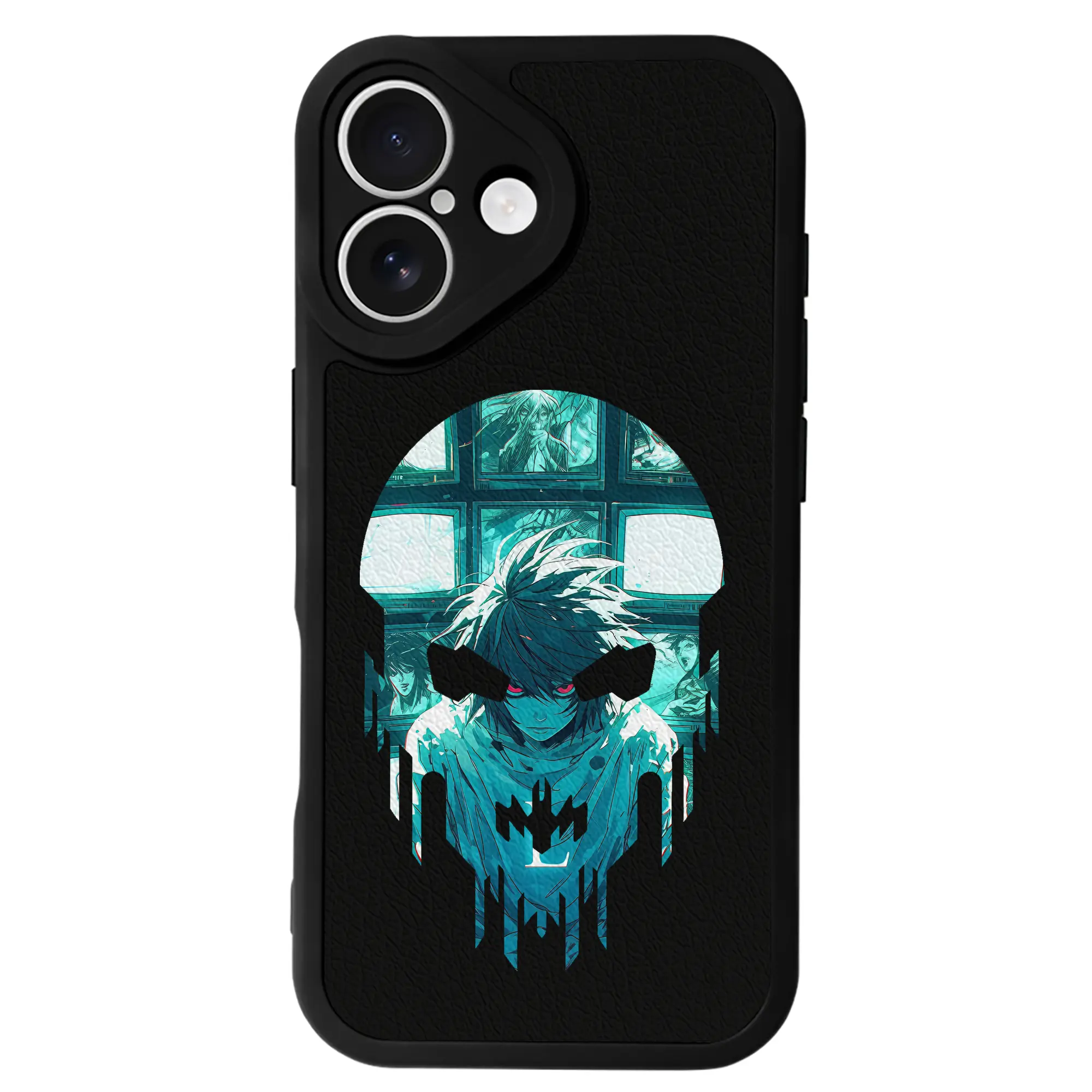 デスノート グッズ,L - IPhone 16シリーズ対応 ・ シリコンスマホケース ・ レザー調 ・ 高精度フィット ・ 耐衝撃 ・ ワイヤレス充電対応 ・ 精密カット